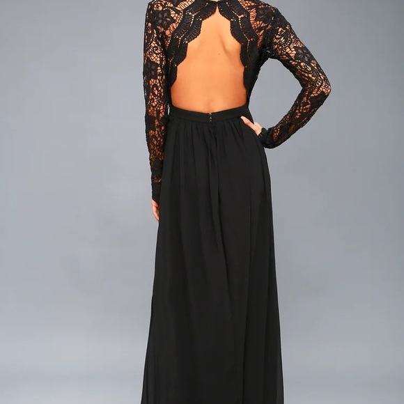 NWT Lulus black lace open back formal dress M 6-8 - Picture 3 of 3